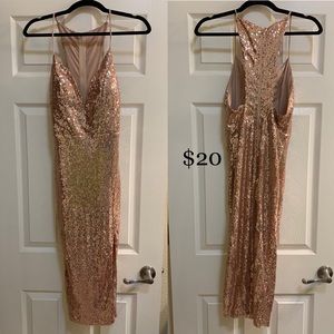 Rose gold sequin dress